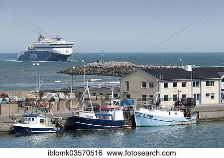 "Color Line ferry approaching the port, Hirtshals, Jutland, Denmark, Europe" View Large Photo Image Stock Photograph - "Color Line ferry approaching the port, Hirtshals, Jutland, Denmark, Europe". Fotosearch