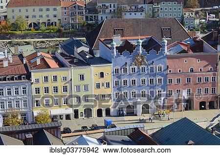"Colorful facades, typical Inn-Salzach-architecture, old town, Burghausen, Upper Bavaria, Bavaria, Germany, Europe" View Large Photo Image Stock Image - "Colorful facades, typical Inn-Salzach-architecture, old town, Burghausen, Upper Bavaria, Bavaria, Germany, Europe". Fotosearch