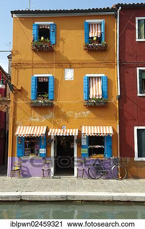Stock Image - "Colorful houses, Fondementi Pontinella Destro, Burano, Venice, Italy, Europe". Fotosearch