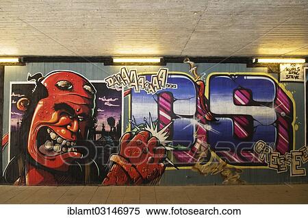"Colorful, oversized graffiti in a railway underpass, Obermenzing, Munich, Upper Bavaria, Bavaria, Germany, Europe" View Large Photo Image Stock Photography - "Colorful, oversized graffiti in a railway underpass, Obermenzing, Munich, Upper Bavaria, Bavaria, Germany, Europe". Fotosearch