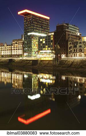 Stock Image - "Colorium building at Media Harbour, Dusseldorf, North Rhine-Westphalia, Germany, Europe". Fotosearch