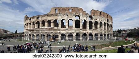 Stock Image - "Colosseum or Coliseum, amphitheater, Fontana di Trevi, Rome, Lazio, Italy, Europe". Fotosearch