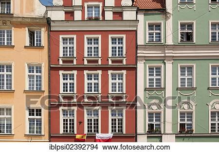 "Colourful facades of town houses on Rynek, market square, in Wroclaw, Lower Silesia, Poland, Europe" View Large Photo Image Picture - "Colourful facades of town houses on Rynek, market square, in Wroclaw, Lower Silesia, Poland, Europe". Fotosearch
