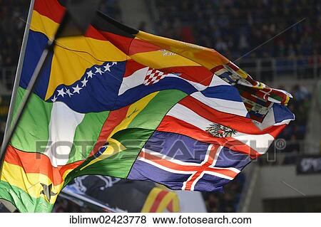 Colourful flags of various nationalities, multicultural event, Wirsol Rhein-Neckar-Arena, Sinsheim-Hoffenheim, Baden-Wuerttemberg, Germany, Europe View Large Photo Image Stock Photo - Colourful flags of various nationalities, multicultural event, Wirsol Rhein-Neckar-Arena, Sinsheim-Hoffenheim, Baden-Wuerttemberg, Germany, Europe. Fotosearch