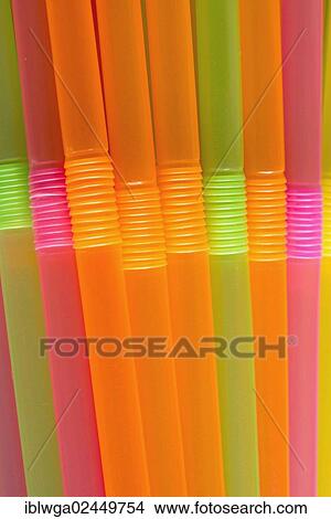 Picture - Colourful flexible drinking straws. Fotosearch
