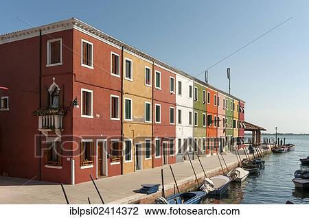 Colourful houses along canal, Fondamenta di Cao Moleca, Burano, Venice, Veneto, Italy, Europe View Large Photo Image Stock Image - Colourful houses along canal, Fondamenta di Cao Moleca, Burano, Venice, Veneto, Italy, Europe. Fotosearch