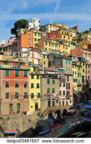 "Colourful houses built on the steep rocks, Riomaggiore, Cinque Terre, Liguria, Italy, Europe" View Large Photo Image Stock Photo - "Colourful houses built on the steep rocks, Riomaggiore, Cinque Terre, Liguria, Italy, Europe". Fotosearch