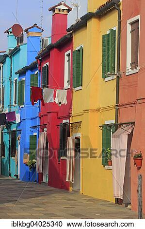 Stock Image - "Colourful houses, Burano, Venice, Veneto, Italy, Europe". Fotosearch