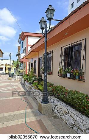 Stock Image - "Colourful houses in the Las Penas neighbourhood on Cerro Santa Ana, Guayaquil, Ecuador, South America". Fotosearch