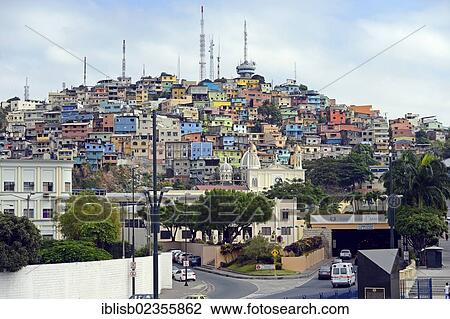 Stock Image - "Colourful houses on Cerro del Carmen, Guayaquil, Ecuador, South America". Fotosearch