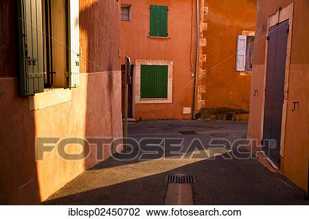 Stock Image - "Colourful houses, Roussillon, Vaucluse, Provence, France, Europe". Fotosearch