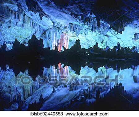 "Colourful lights in Reed Flute Cave, stalactite cave, Guilin, China, Asia" View Large Photo Image Stock Photo - "Colourful lights in Reed Flute Cave, stalactite cave, Guilin, China, Asia". Fotosearch