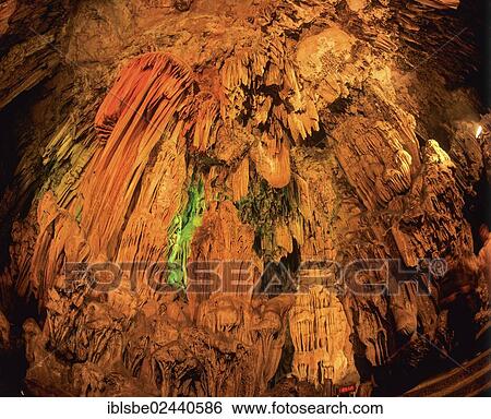 "Colourful lights in Reed Flute Cave, stalactite cave, Guilin, China, Asia" View Large Photo Image Stock Photograph - "Colourful lights in Reed Flute Cave, stalactite cave, Guilin, China, Asia". Fotosearch