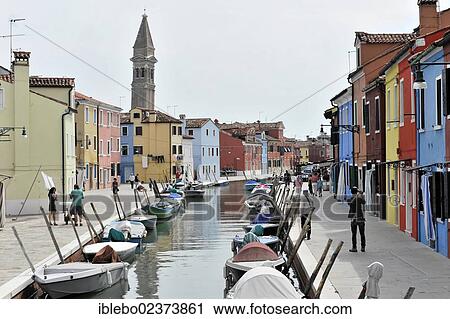 "Colourful painted houses, boats on the canal of Burano, Burano Island in the lagoon of Venice, Italy, Europe" View Large Photo Image Stock Image - "Colourful painted houses, boats on the canal of Burano, Burano Island in the lagoon of Venice, Italy, Europe". Fotosearch