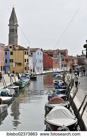"Colourful painted houses, boats on the canal of Burano, Burano Island in the lagoon of Venice, Italy, Europe" View Large Photo Image Stock Image - "Colourful painted houses, boats on the canal of Burano, Burano Island in the lagoon of Venice, Italy, Europe". Fotosearch