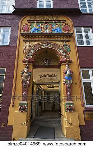 "Colourful Renaissace-style entrance portal of the Raths-Apotheke pharmacy, Luneburg, Lower Saxony, Germany, Europe" View Large Photo Image Stock Photo - "Colourful Renaissace-style entrance portal of the Raths-Apotheke pharmacy, Luneburg, Lower Saxony, Germany, Europe". Fotosearch