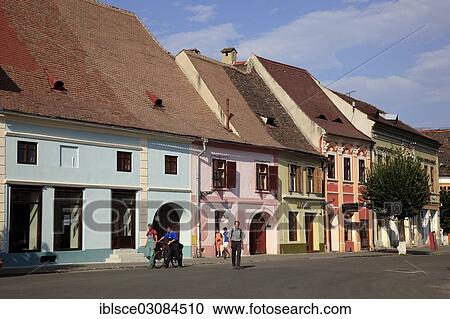 "Colourful row of houses, Medias, Mediasch, Medwisch, Sibiu, Transylvania, Romania, Europe" View Large Photo Image Stock Image - "Colourful row of houses, Medias, Mediasch, Medwisch, Sibiu, Transylvania, Romania, Europe". Fotosearch
