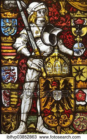 "Colourful stained glass windows of Hohkonigsburg Castle, Chateau du Haut-Koenigsbourg, Hohenstaufen Empire castle from the 12th century, near Orschwiller, Departement Bas-Rhin, Alsace, France, Europe" View Large Photo Image Stock Image - "Colourful stained glass windows of Hohkonigsburg Castle, Chateau du Haut-Koenigsbourg, Hohenstaufen Empire castle from the 12th century, near Orschwiller, Departement Bas-Rhin, Alsace, France, Europe". Fotosearch