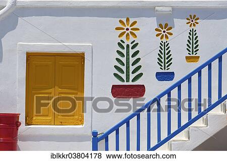 "Colourful stairs of a hotel, Mykonos, Cyclades, Greece, Europe" View Large Photo Image Stock Photo - "Colourful stairs of a hotel, Mykonos, Cyclades, Greece, Europe". Fotosearch
