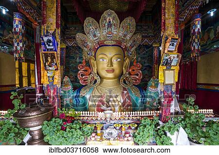 "Colourful statue of Maitreya, future Buddha, 15 meters tall, in Thiksey Gompa monastery, Ladakh, Jammu and Kashmir, India, Asia" View Large Photo Image Stock Photo - "Colourful statue of Maitreya, future Buddha, 15 meters tall, in Thiksey Gompa monastery, Ladakh, Jammu and Kashmir, India, Asia". Fotosearch