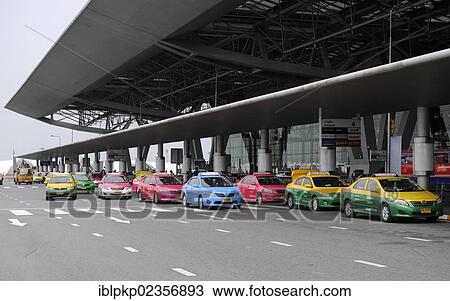"Colourful taxis at the airport of Bangkok, Thailand, Asia" View Large Photo Image Stock Image - "Colourful taxis at the airport of Bangkok, Thailand, Asia". Fotosearch