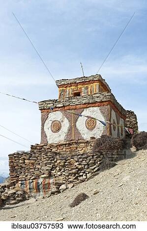 "Colourfully decorated Buddhist stupa, Chhyungkar near Geling, Ghiling, Upper Mustang, Nepal, Asia" View Large Photo Image Stock Image - "Colourfully decorated Buddhist stupa, Chhyungkar near Geling, Ghiling, Upper Mustang, Nepal, Asia". Fotosearch