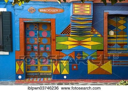 Stock Photograph - "Colourfully painted house, Casa Bepi, Burano, Venice, Veneto Region, Italy, Europe". Fotosearch