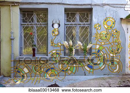 Stock Photo - "Colourfully painted house, Odessa, Odessa Oblast, Ukraine, Europe". Fotosearch