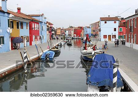 "Colourfully painted houses, boats in the canal of Burano, Burano, island in the Venetian Lagoon, Venice, Veneto, Italy, Europe" View Large Photo Image Stock Image - "Colourfully painted houses, boats in the canal of Burano, Burano, island in the Venetian Lagoon, Venice, Veneto, Italy, Europe". Fotosearch