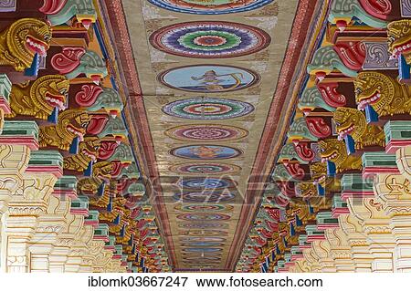 "Colourfully painted pillars and ceiling, Ramanathaswami Temple, Rameswaram, Pamban Island, Tamil Nadu, India, Asia" View Large Photo Image Stock Photo - "Colourfully painted pillars and ceiling, Ramanathaswami Temple, Rameswaram, Pamban Island, Tamil Nadu, India, Asia". Fotosearch
