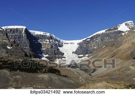 Stock Image - "Columbia Icefield on the summits of the Rocky Mountains, Jasper National Park, Alberta Province, Canada, North America". Fotosearch