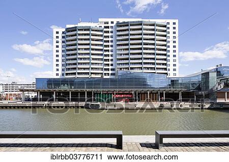 Stock Image - "Columbus Center shopping center and residential building, Alten Hafen port, Bremerhaven, Bremen, Germany, Europe". Fotosearch