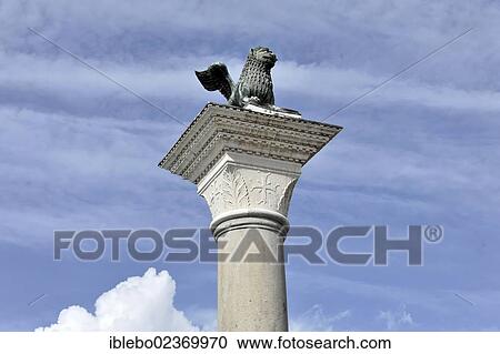 "Column, capital with the winged lion of San Marco, the patron saint of Venice, Piazzetta San Marco square, St. Mark's Square, Venice, Italy, Europe" View Large Photo Image Stock Image - "Column, capital with the winged lion of San Marco, the patron saint of Venice, Piazzetta San Marco square, St. Mark's Square, Venice, Italy, Europe". Fotosearch