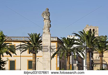 "Column sculpture and palm trees in front of a building on Placa Espanya square, Felantix, Mallorca, Majorca, Balearic Islands, Spain, Europe" View Large Photo Image Stock Image - "Column sculpture and palm trees in front of a building on Placa Espanya square, Felantix, Mallorca, Majorca, Balearic Islands, Spain, Europe". Fotosearch