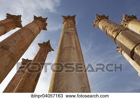 "Columns, Artemis Temple, built in the 2nd century AD, ancient Roman city of Jerash, part of the Decapolis, Jerash, Jerash Governorate, Jordan, Asia" View Large Photo Image Stock Image - "Columns, Artemis Temple, built in the 2nd century AD, ancient Roman city of Jerash, part of the Decapolis, Jerash, Jerash Governorate, Jordan, Asia". Fotosearch