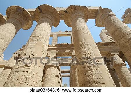 Stock Photograph - "Columns, Karnak Temple Complex, UNESCO World Heritage site, Thebes, Luxor, Luxor Governorate, Egypt, Africa". Fotosearch