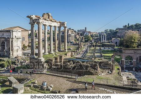 Stock Photograph - "Columns of the Temple of Saturn, Roman Forum, Rione X Campitelli, Rome, Lazio, Italy, Europe". Fotosearch