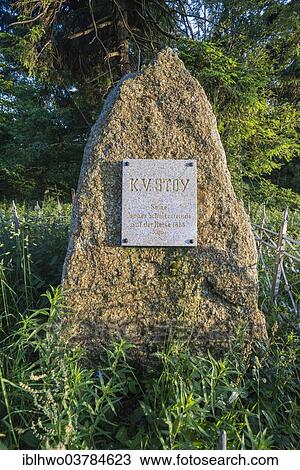 "Commemorative rock to the founder of the field day for schools, Karl Volkmar Stoy, school field day from Jena to Mt Inselsberg, in 1853, built in 1935, on Mt Inselsberg, Brotterode, Thuringia, Germany, Europe" View Large Photo Image Stock Image - "Commemorative rock to the founder of the field day for schools, Karl Volkmar Stoy, school field day from Jena to Mt Inselsberg, in 1853, built in 1935, on Mt Inselsberg, Brotterode, Thuringia, Germany, Europe". Fotosearch