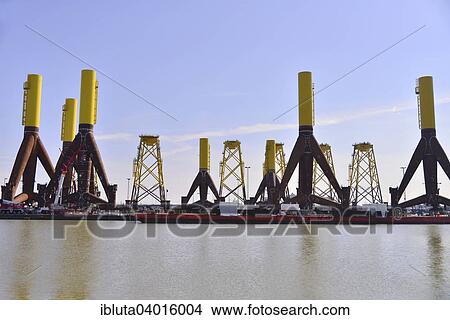 "Components for offshore wind turbines, Container Terminal Bremerhaven, Bremerhaven, Bremen, Germany, Europe" View Large Photo Image Picture - "Components for offshore wind turbines, Container Terminal Bremerhaven, Bremerhaven, Bremen, Germany, Europe". Fotosearch