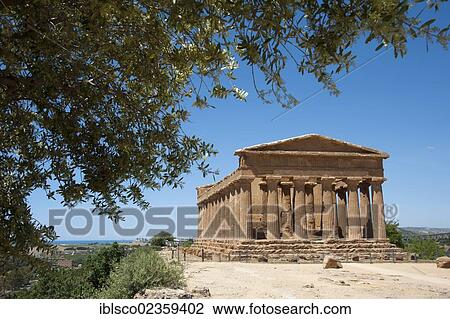 Stock Image - "Concordia Temple, Valley of the Temples, Agrigento, Sicily, Italy, Europe". Fotosearch