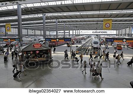 Stock Photo - "Concourse, Central Railway Station in Munich, Upper Bavaria, Bavaria, Germany, Europe". Fotosearch