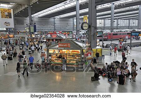 Stock Photo - "Concourse, Central Railway Station in Munich, Upper Bavaria, Bavaria, Germany, Europe". Fotosearch