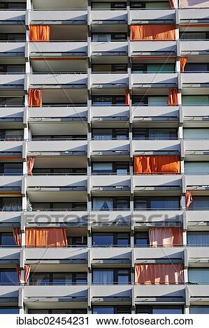 "Concrete balconies of a high-rise residential apartment building from the seventies in the satellite city of Neuperlach, Munich, Bavaria, Germany, Europe" View Large Photo Image Stock Image - "Concrete balconies of a high-rise residential apartment building from the seventies in the satellite city of Neuperlach, Munich, Bavaria, Germany, Europe". Fotosearch