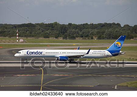 "Condor D-ABOI Boeing 757-300 aircraft on the manoeuvring area, Duesseldorf International Airport, Duesseldorf, North Rhine-Westphalia, Germany, Europe" View Large Photo Image Stock Image - "Condor D-ABOI Boeing 757-300 aircraft on the manoeuvring area, Duesseldorf International Airport, Duesseldorf, North Rhine-Westphalia, Germany, Europe". Fotosearch
