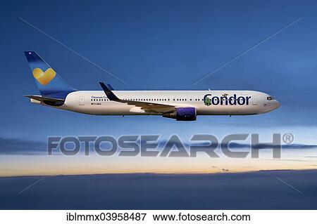 "Condor D-ABUL Boeing 767 in flight, evening" View Large Photo Image Stock Photo - "Condor D-ABUL Boeing 767 in flight, evening". Fotosearch
