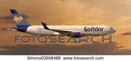 "Condor D-ABUL Boeing 767, in flight, evening" View Large Photo Image Stock Photo - "Condor D-ABUL Boeing 767, in flight, evening". Fotosearch