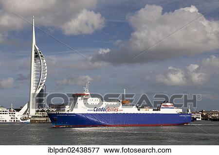 "Condor Ferries """"Commodore Goodwill"""" entering Portsmouth Harbour past Spinnaker Tower, England, United Kingdom, Europe" View Large Photo Image Stock Photo - "Condor Ferries """"Commodore Goodwill"""" entering Portsmouth Harbour past Spinnaker Tower, England, United Kingdom, Europe". Fotosearch