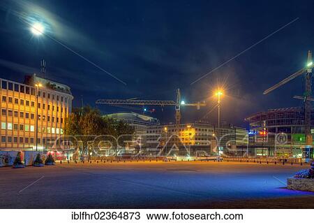 "Construction site at Gustaf-Gruendgens-Platz square at night, Duesseldorf, North Rhine-Westphalia, Germany, Europe" View Large Photo Image Stock Image - "Construction site at Gustaf-Gruendgens-Platz square at night, Duesseldorf, North Rhine-Westphalia, Germany, Europe". Fotosearch