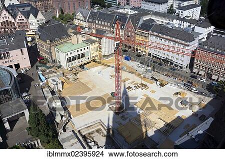 Picture - "Construction site for a replica of the historic town centre, Frankfurt am Main, Hesse, Germany, Europe". Fotosearch