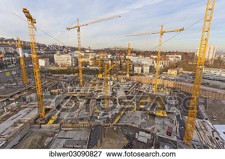 Stock Photo - "Construction site of MILANEO at Mailaender Platz Square, European Quarter, Frankfurt am Main, Hesse, Germany, Europe". Fotosearch